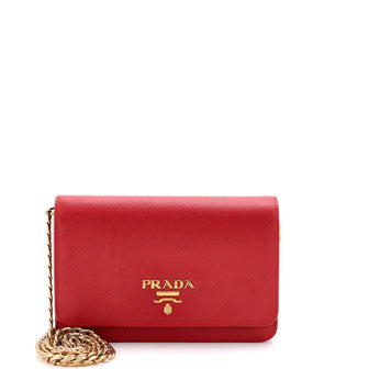 Prada Chain Wallet Crossbody Saffiano Leather