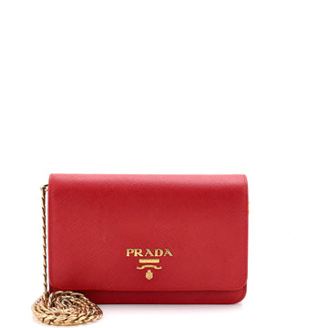 Prada Chain Wallet Crossbody Saffiano Leather