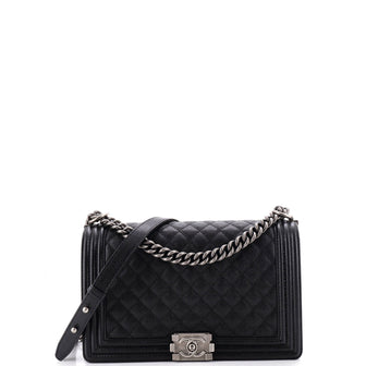 Chanel Boy Flap Bag Quilted Caviar New Medium
