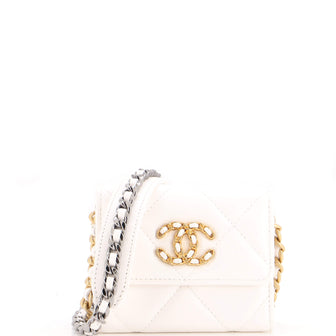 Chanel 19 Flap Coin Purse With Chain Quilted Leather