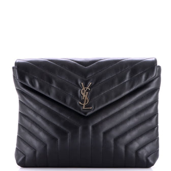 Saint Laurent LouLou Document Clutch Matelasse Chevron Leather