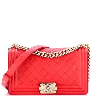 Chanel Boy Flap Bag Quilted Caviar Old Medium