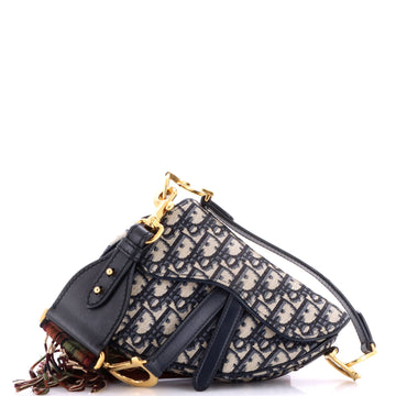 Christian Dior Saddle Handbag with Strap Oblique Canvas Mini