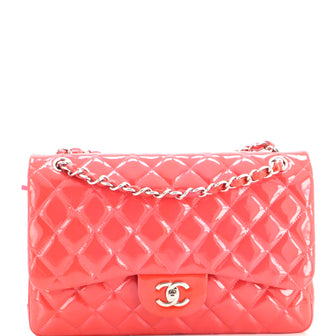 Chanel Classic Double Flap Bag Quilted Patent Jumbo