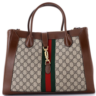 Gucci Jackie 1961 Web Tote GG Canvas and Leather Large