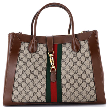 Gucci Jackie 1961 Web Tote GG Canvas and Leather Large