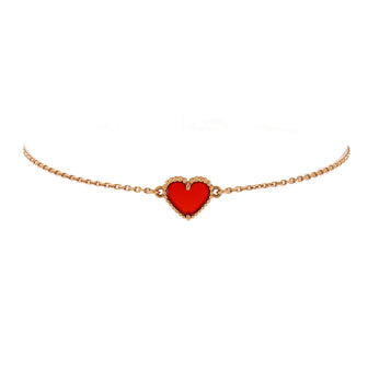 Van Cleef & Arpels Sweet Alhambra Heart Bracelet 18K Rose Gold with Carnelian