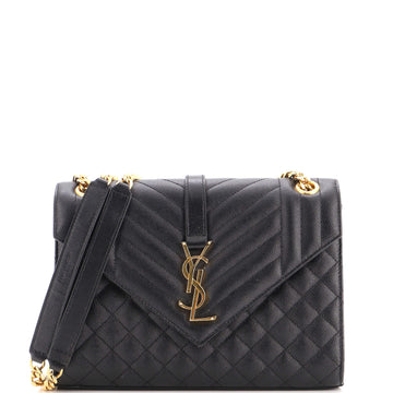 Saint Laurent Classic Monogram Envelope Satchel Mixed Matelasse Leather Medium