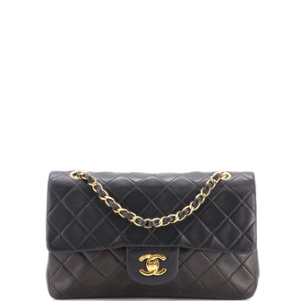 Chanel Vintage Classic Double Flap Bag Quilted Lambskin Small