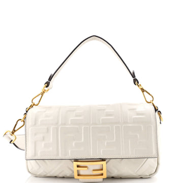 Fendi Baguette NM Bag Zucca Embossed Leather Medium