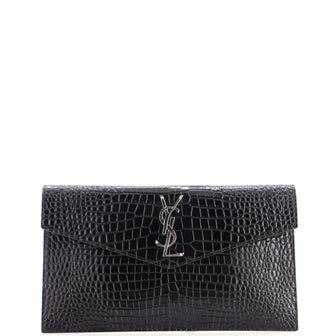 Saint Laurent Uptown Pouch Crocodile Embossed Leather