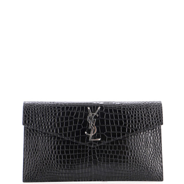 Saint Laurent Uptown Pouch Crocodile Embossed Leather