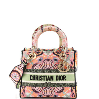 Christian Dior Lady D-Lite Bag Embroidered Canvas Medium