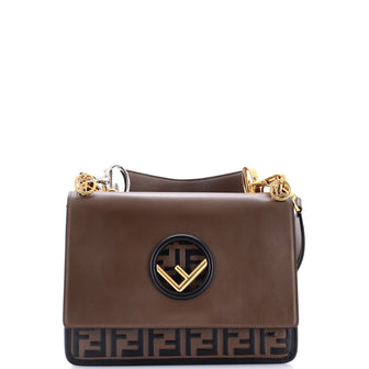 Fendi Kan I F Shoulder Bag Leather with Zucca Embossed Detail Medium