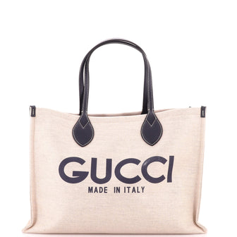 Gucci Logo Shopper Tote Printed Canvas Medium