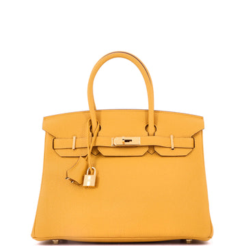 Hermes Birkin Handbag Jaune Ambre Togo with Gold Hardware 30