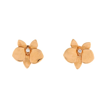 Cartier Caresse D'Orchidees Stud Earrings 18K Rose Gold with Diamonds