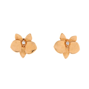Cartier Caresse D'Orchidees Stud Earrings 18K Rose Gold with Diamonds