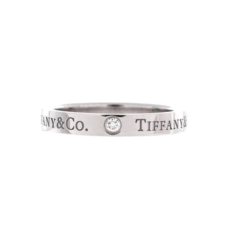 Tiffany & Co. Logo Band Ring Platinum and Diamonds 3mm
