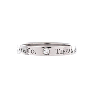 Tiffany & Co. Logo Band Ring Platinum and Diamonds 3mm