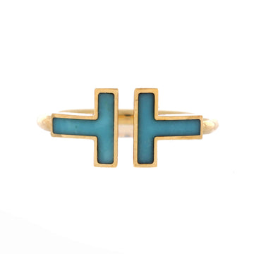 Tiffany & Co. T Wire Ring 18K Yellow Gold with Turquoise