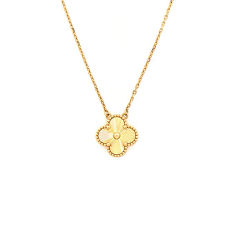 Van Cleef & Arpels Vintage Alhambra Pendant Necklace Guilloche 18K Yellow Gold
