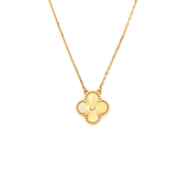 Van Cleef & Arpels Vintage Alhambra Pendant Necklace Guilloche 18K Yellow Gold