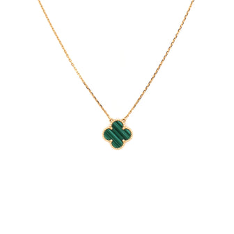 Van Cleef & Arpels Vintage Alhambra Pendant Necklace 18K Yellow Gold and Malachite