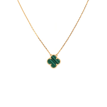 Van Cleef & Arpels Vintage Alhambra Pendant Necklace 18K Yellow Gold and Malachite