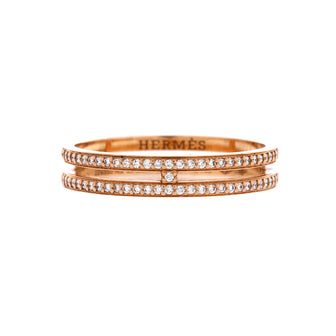 Hermes Ariane Wedding Band Ring 18K Rose Gold with Diamonds