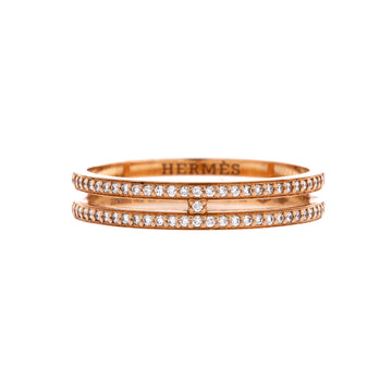 Hermes Ariane Wedding Band Ring 18K Rose Gold with Diamonds