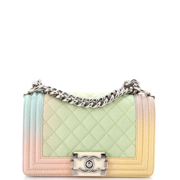Chanel Rainbow Boy Flap Bag Quilted Painted Caviar Small