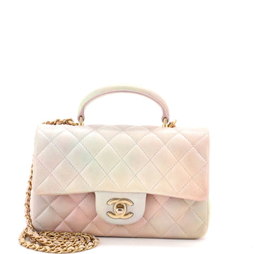 Chanel Classic Single Flap Top Handle Bag Quilted Ombre Lambskin Mini