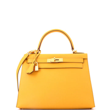 Hermes Kelly Handbag Jaune Ambre Epsom with Gold Hardware 28