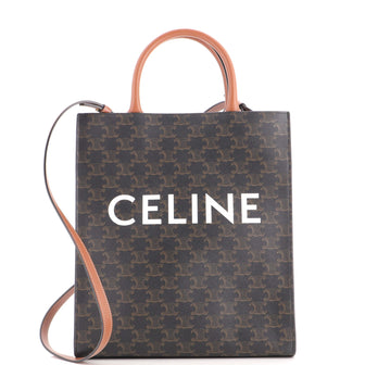 Celine Vertical Cabas Tote Triomphe Coated Canvas Small