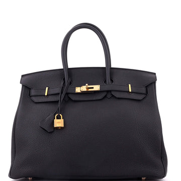 Hermes Birkin Handbag Noir Togo with Rose Gold Hardware 35