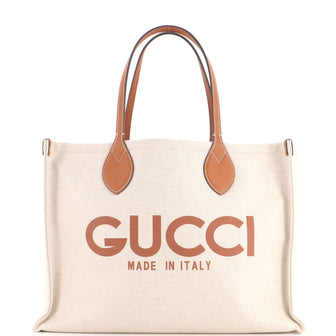 Gucci Logo Shopper Tote Printed Canvas Medium