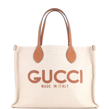 Gucci Logo Shopper Tote Printed Canvas Medium