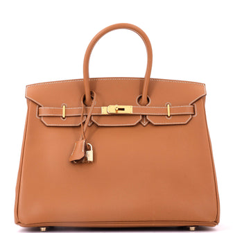 Hermes Birkin Handbag Gold Epsom with Gold Hardware 35