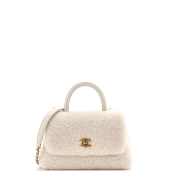 Chanel Coco Top Handle Bag Shearling Small