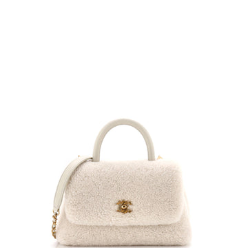 Chanel Coco Top Handle Bag Shearling Small