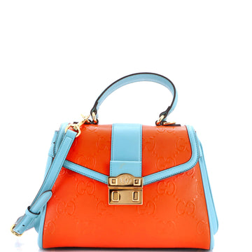 Gucci Wonka Convertible Top Handle Bag Debossed GG Leather Small