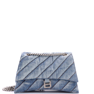 Balenciaga Crush Chain Flap Bag Quilted Denim Medium