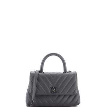 Chanel So Black Coco Top Handle Bag Chevron Caviar Mini