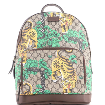 Gucci Zip Pocket Backpack Bengal Print GG Coated Canvas Medium