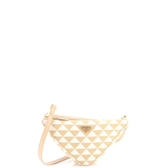 Prada Double Symbole Triangle Bag Leather and Jacquard Mini