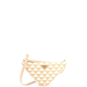 Prada Double Symbole Triangle Bag Leather and Jacquard Mini