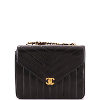 Chanel Vintage Envelope Flap Bag Chevron Lambskin Small