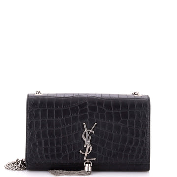 Saint Laurent Classic Monogram Tassel Crossbody Bag Crocodile Embossed Leather Medium