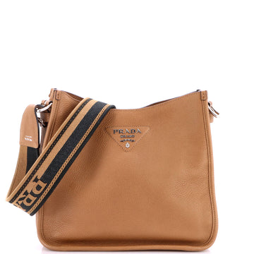 Prada Logo Strap Hobo Leather Medium